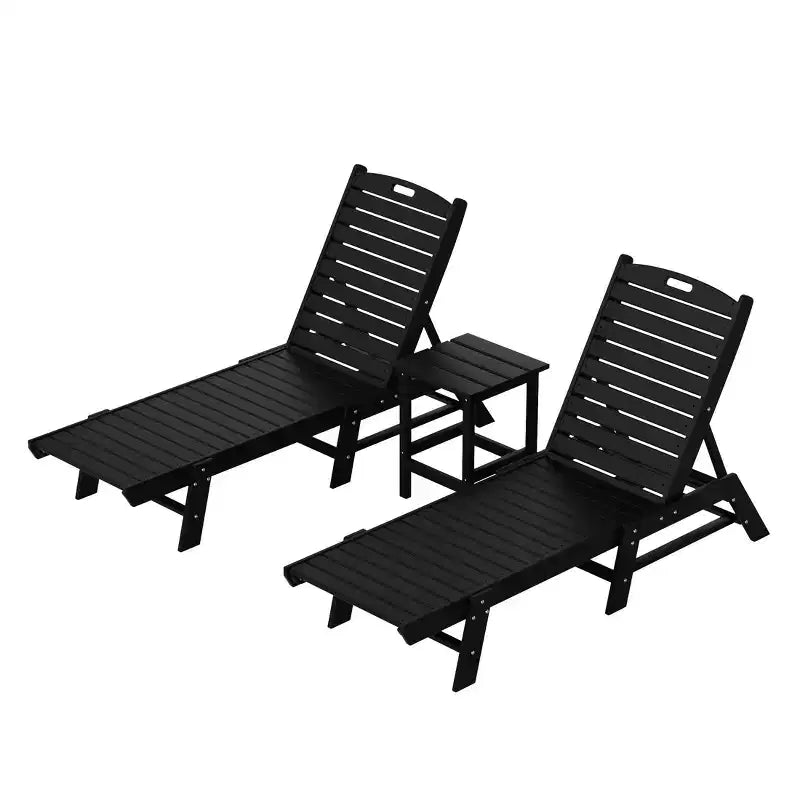 WestinTrends Juego de 3 piezas para patio exterior, de polipropileno, con tumbona y mesa auxiliar