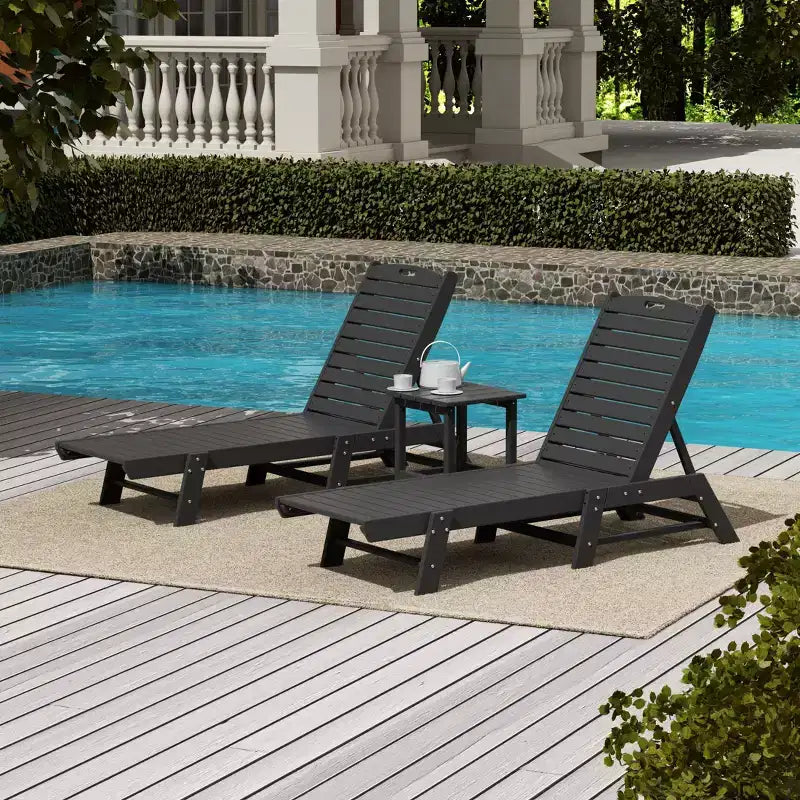 WestinTrends Juego de 3 piezas para patio exterior, de polipropileno, con tumbona y mesa auxiliar