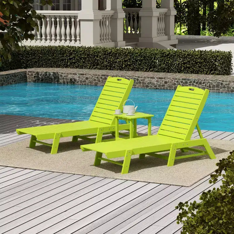 WestinTrends Juego de 3 piezas para patio exterior, de polipropileno, con tumbona y mesa auxiliar