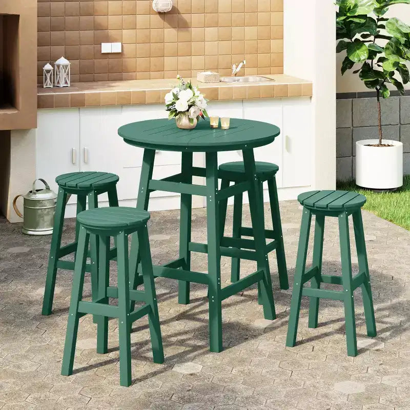 Conjunto de comedor de exterior Malibu de WestinTrends, de HDPE resistente a todo tipo de clima, altura de bar (5 piezas)