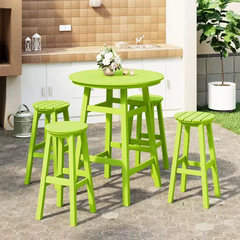 Conjunto de comedor de exterior Malibu de WestinTrends, de HDPE resistente a todo tipo de clima, altura de bar (5 piezas)