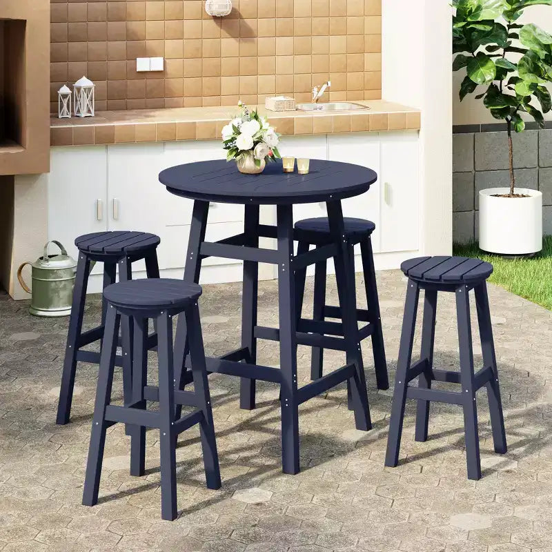 Conjunto de comedor de exterior Malibu de WestinTrends, de HDPE resistente a todo tipo de clima, altura de bar (5 piezas)