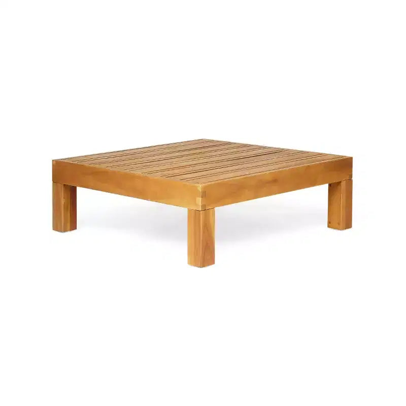 GDFStudio Keith Juego de sofá biplaza y mesa de centro para exterior, de madera de acacia, con cojines, teca/beige