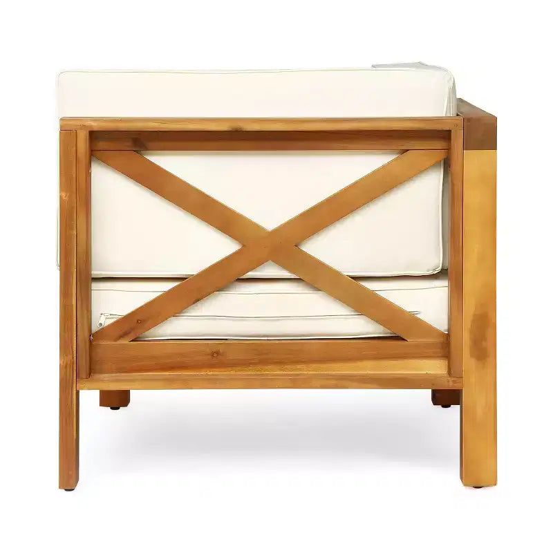 GDFStudio Keith Juego de sofá biplaza y mesa de centro para exterior, de madera de acacia, con cojines, teca/beige