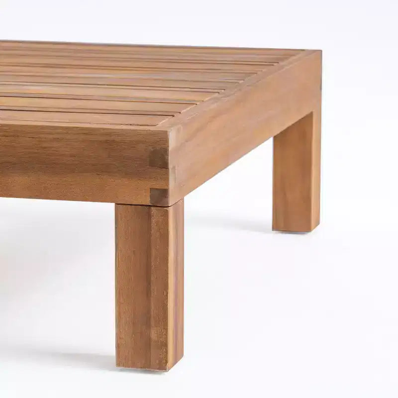 GDFStudio Keith Juego de sofá biplaza y mesa de centro para exterior, de madera de acacia, con cojines, teca/beige