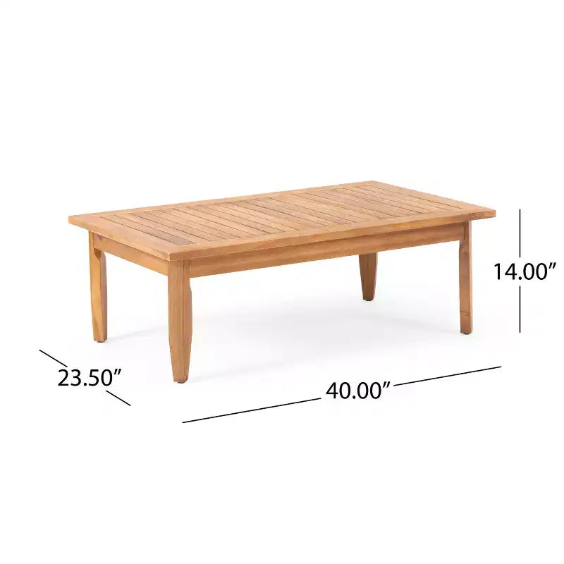 GDFStudio Bianca Outdoor Acacia Wood Loveseat and Coffee Table Set with Cushions, Teak/Dark Gray