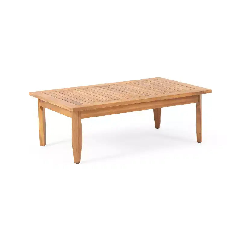 GDFStudio Bianca Outdoor Acacia Wood Loveseat and Coffee Table Set with Cushions, Teak/Dark Gray