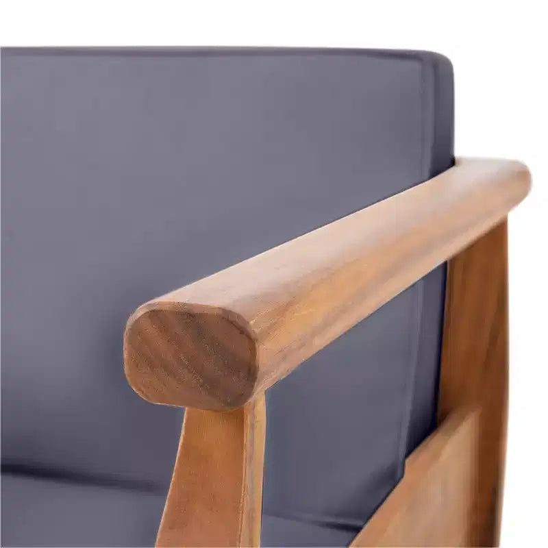 GDFStudio Bianca Outdoor Acacia Wood Loveseat and Coffee Table Set with Cushions, Teak/Dark Gray