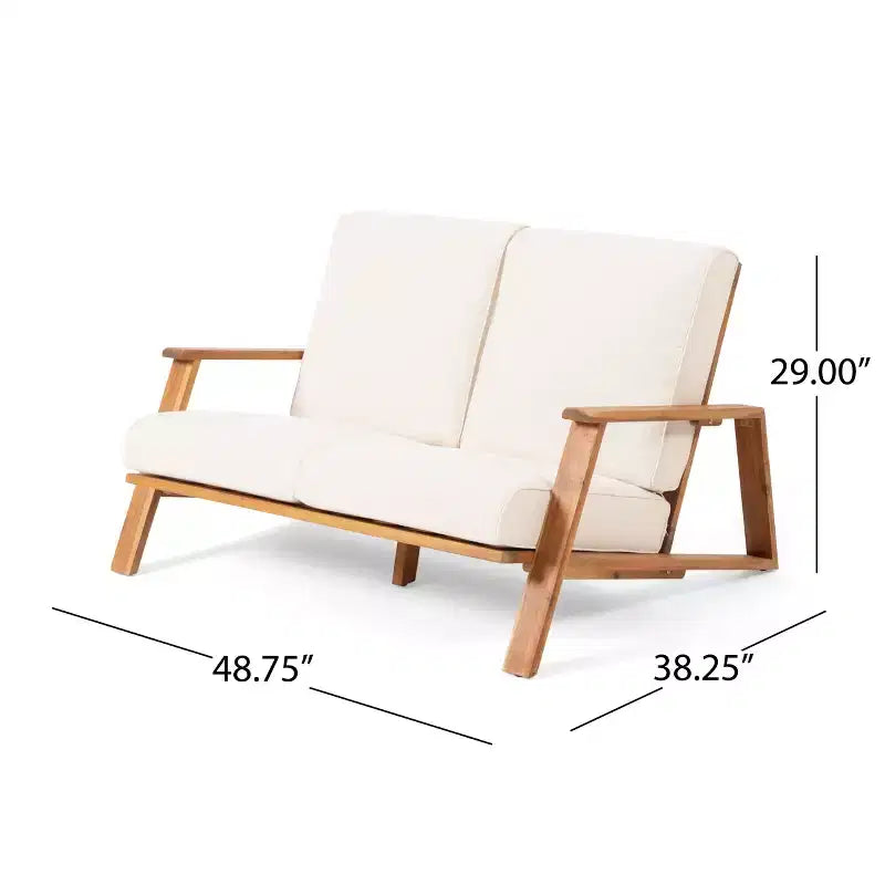 Ensemble causeuse et table d’extérieur Paloma de Christopher Knight Home en bois d’acacia avec coussins