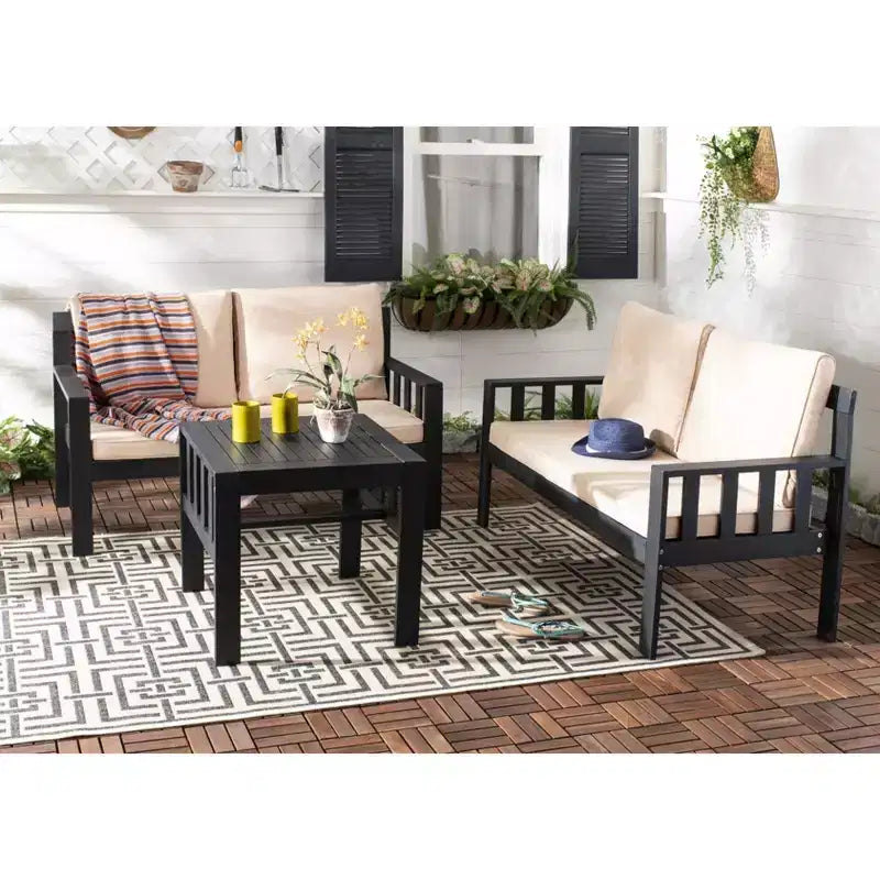 Lardner Juego de muebles para patio - Interior/exterior - PAT6749 - gris pizarra oscuro/beige oscuro - Safavieh