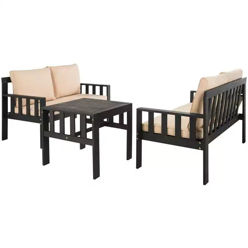 Lardner Juego de muebles para patio - Interior/exterior - PAT6749 - gris pizarra oscuro/beige oscuro - Safavieh