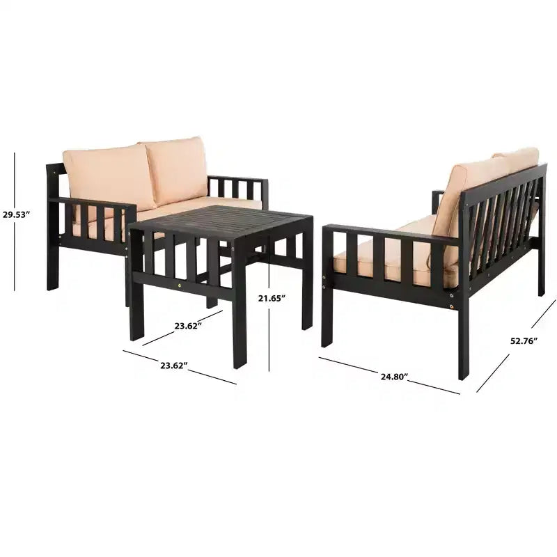 Lardner Juego de muebles para patio - Interior/exterior - PAT6749 - gris pizarra oscuro/beige oscuro - Safavieh