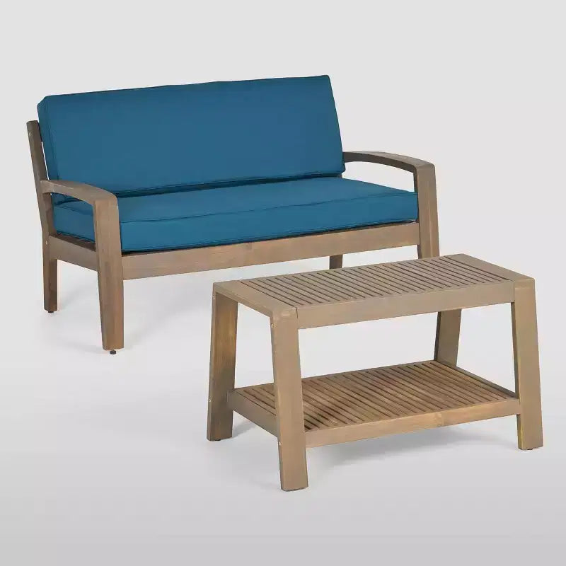 Conjunto de conversación para patio de acacia Grenada de 4 piezas - Christopher Knight Home