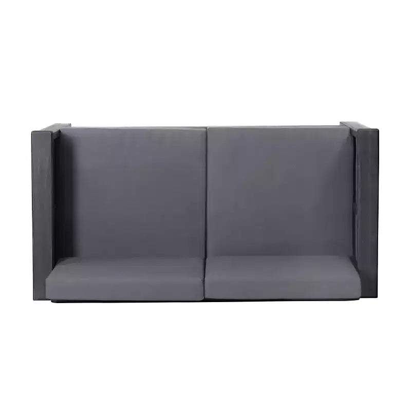 Conjunto de 2 piezas de sofá biplaza y mesa de centro para exterior Louver de Christopher Knight Home, de acacia, con cojines