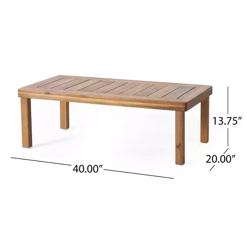 Conjunto de 2 piezas de sofá biplaza y mesa de centro para exterior Louver de Christopher Knight Home, de acacia, con cojines