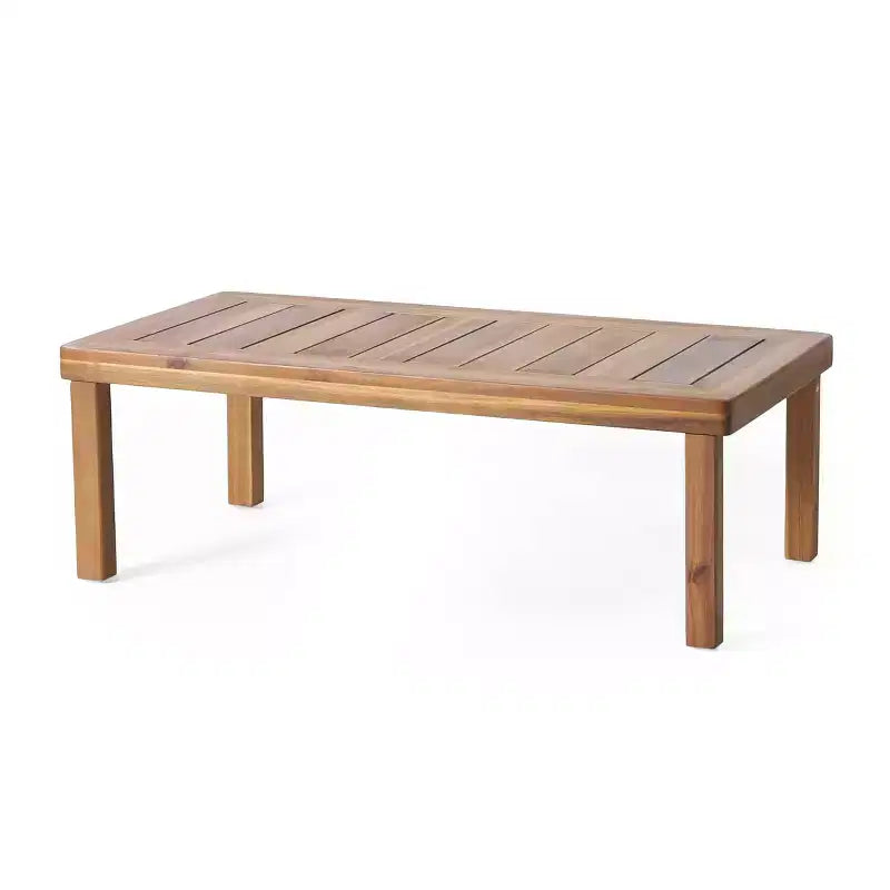 Conjunto de 2 piezas de sofá biplaza y mesa de centro para exterior Louver de Christopher Knight Home, de acacia, con cojines