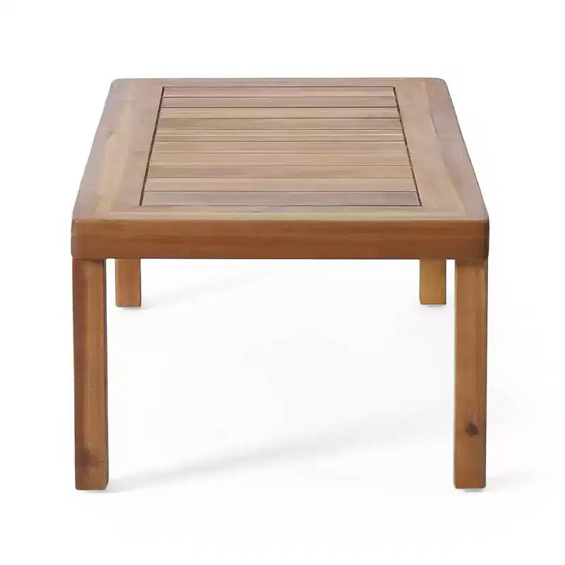 Conjunto de 2 piezas de sofá biplaza y mesa de centro para exterior Louver de Christopher Knight Home, de acacia, con cojines
