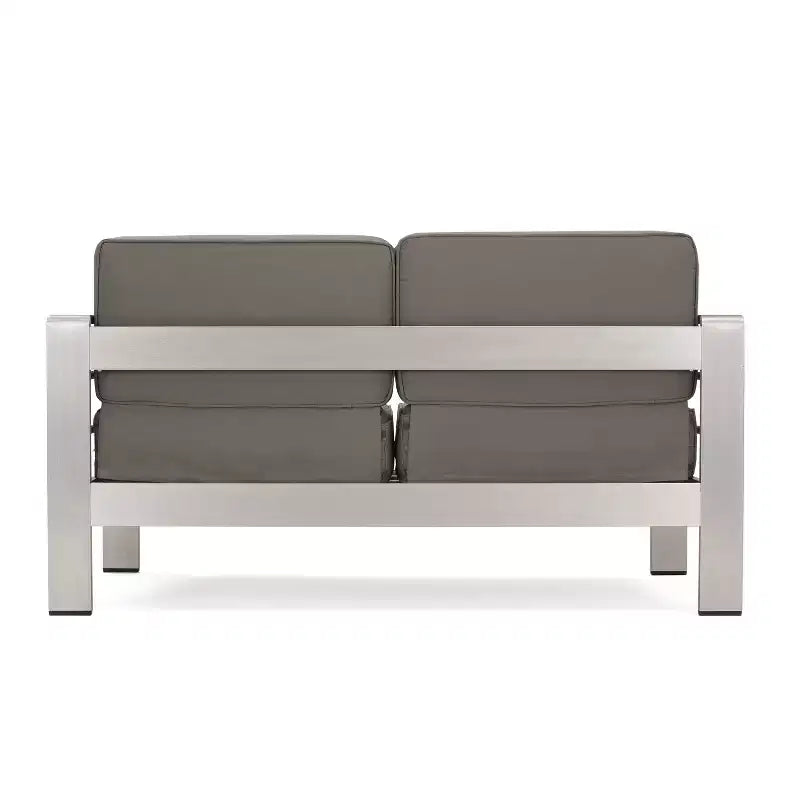 Conjunto de asientos de aluminio y MGO de 5 piezas Cape Coral con mesa de fuego - Christopher Knight Home