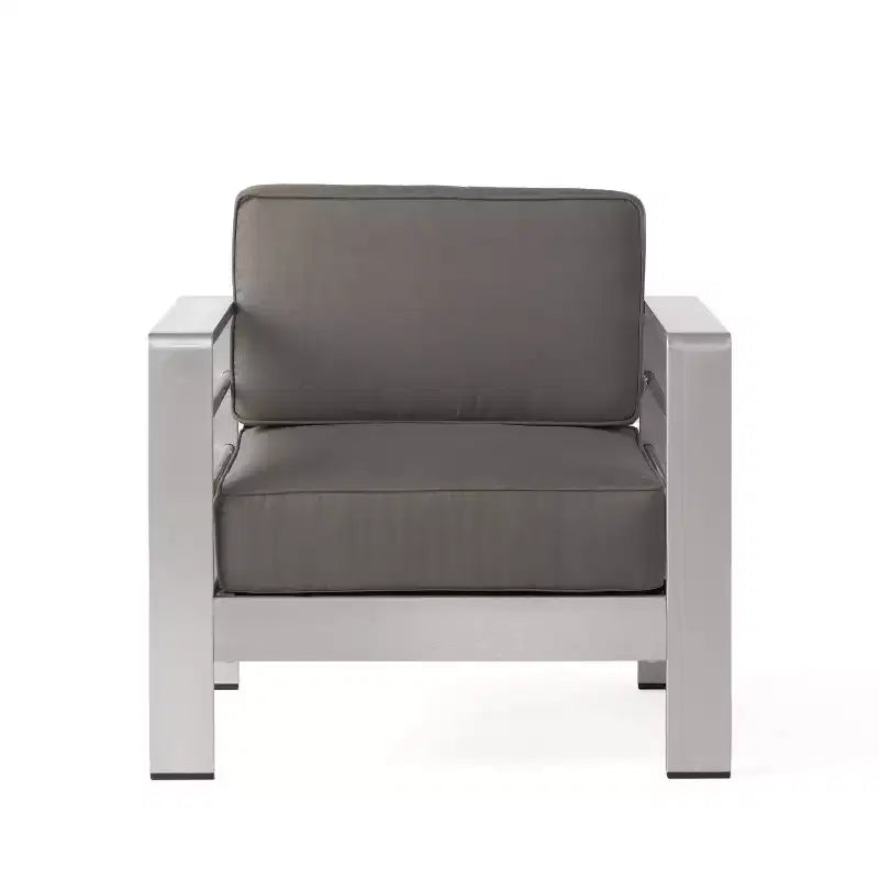 Conjunto de asientos de aluminio y MGO de 5 piezas Cape Coral con mesa de fuego - Christopher Knight Home