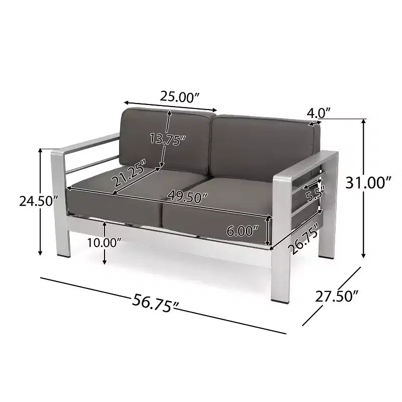 Conjunto de asientos de aluminio y MGO de 5 piezas Cape Coral con mesa de fuego - Christopher Knight Home