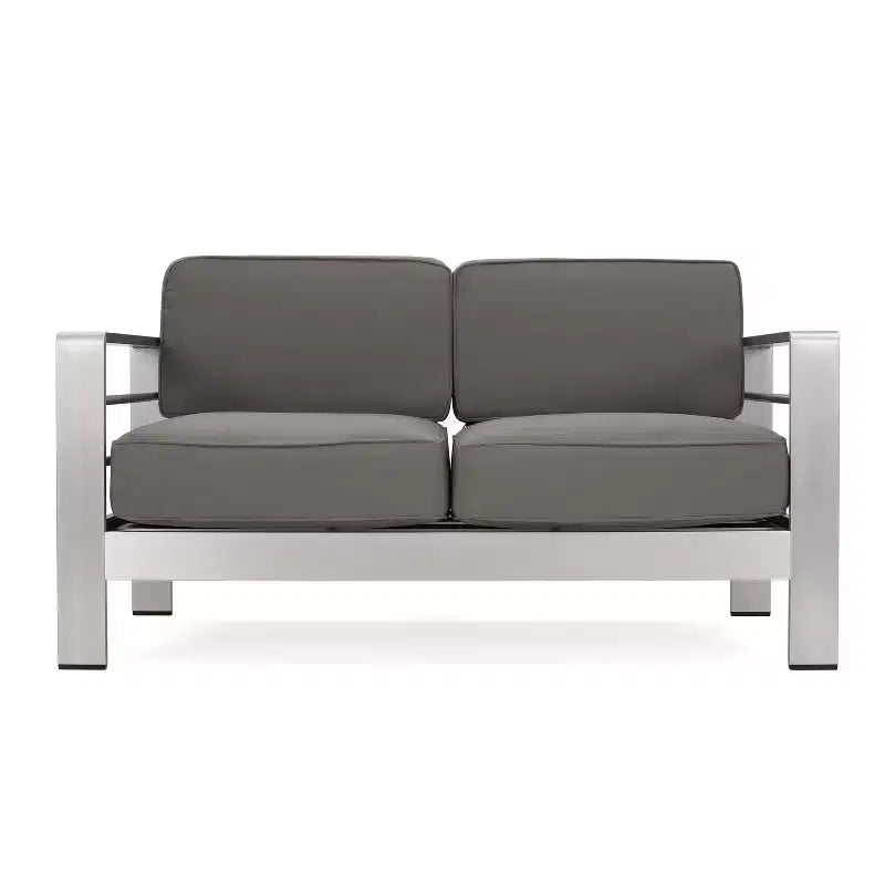 Conjunto de asientos de aluminio y MGO de 5 piezas Cape Coral con mesa de fuego - Christopher Knight Home